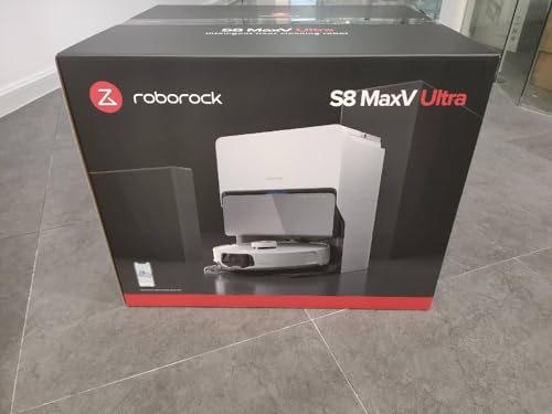 roborock S8 MaxV Ultra Saugroboter mit Wischfunktion&Hebarem Wischmopp, Umfangreiche Reinigung Durch die ausfahrbaren Seitenbürste, 10.000 Pa, 60 °C Heißwasser-Moppwäsche, All-in-One-Dock