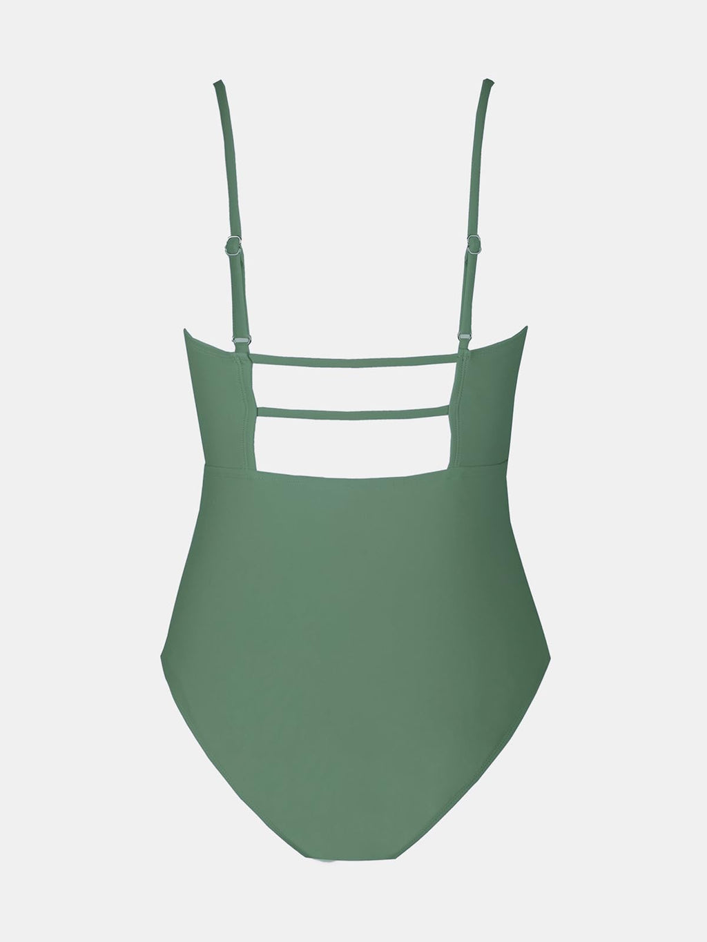 CUPSHE Damen Badeanzug Quadratischer Ausschnitt Bauchweg Raffungen Rückenausschnitt Einteilige Bademode Swimsuit Salbeigrün S