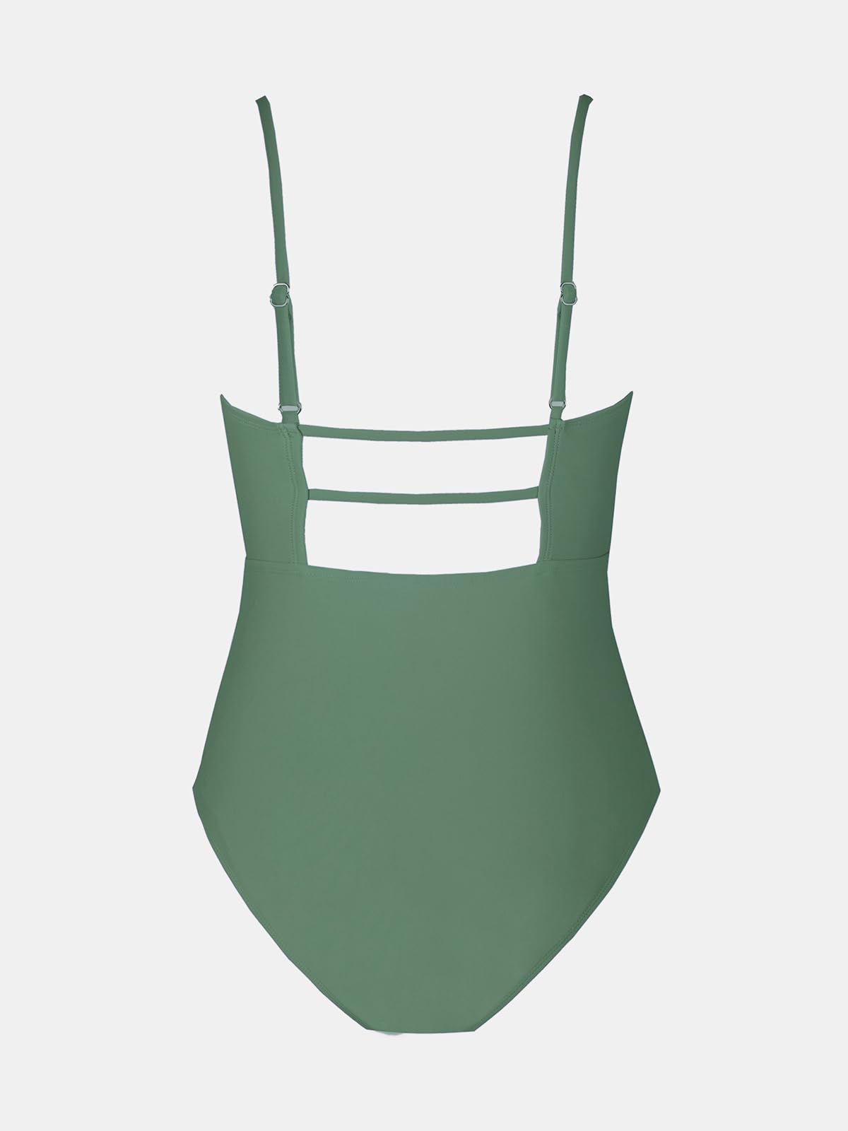 CUPSHE Damen Badeanzug Quadratischer Ausschnitt Bauchweg Raffungen Rückenausschnitt Einteilige Bademode Swimsuit Salbeigrün S