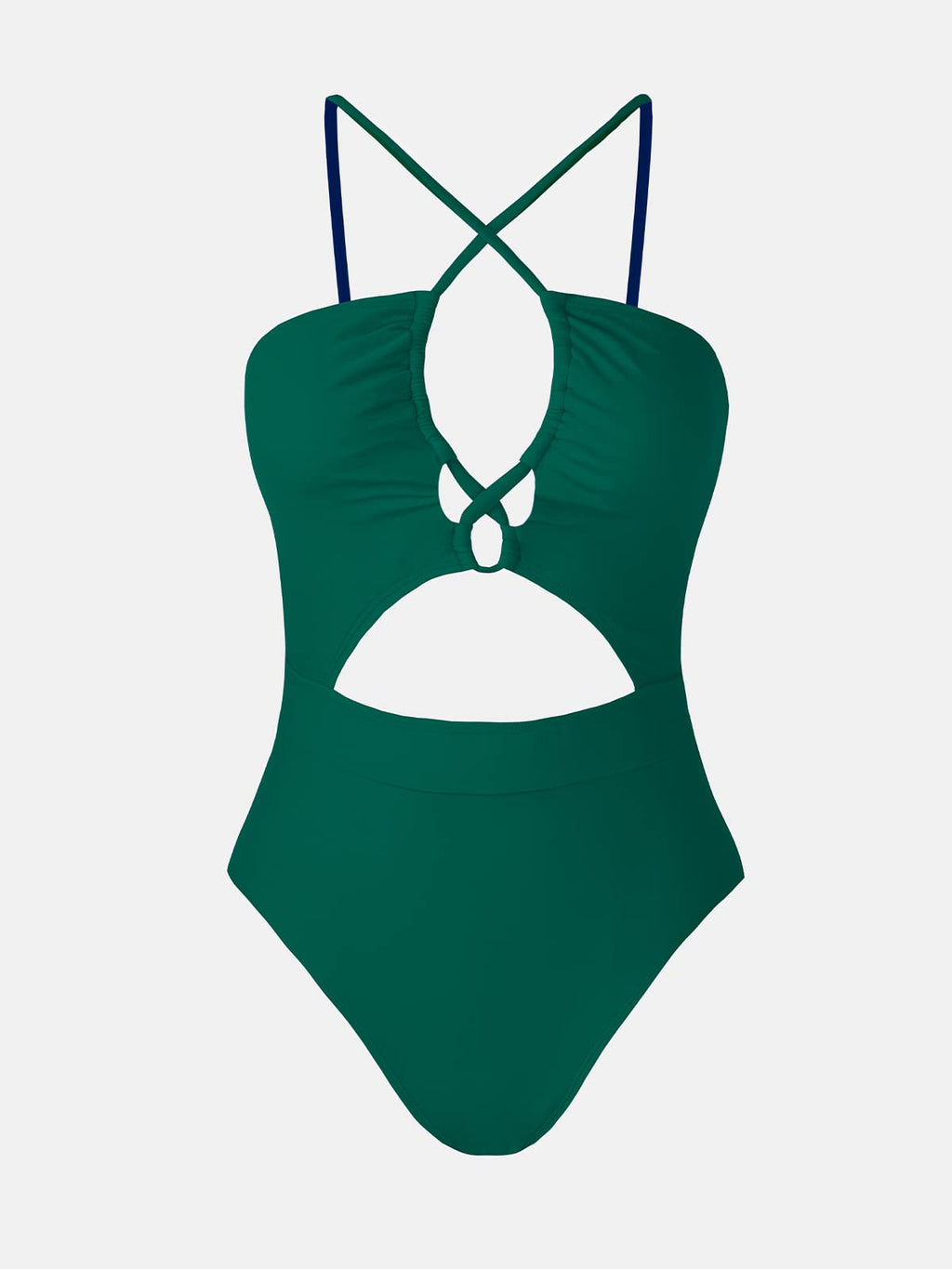 CUPSHE Damen Badeanzug Schnürung Zierausschnitten Crossover Einteilige Bademode Swimsuit Türkisgrün XL