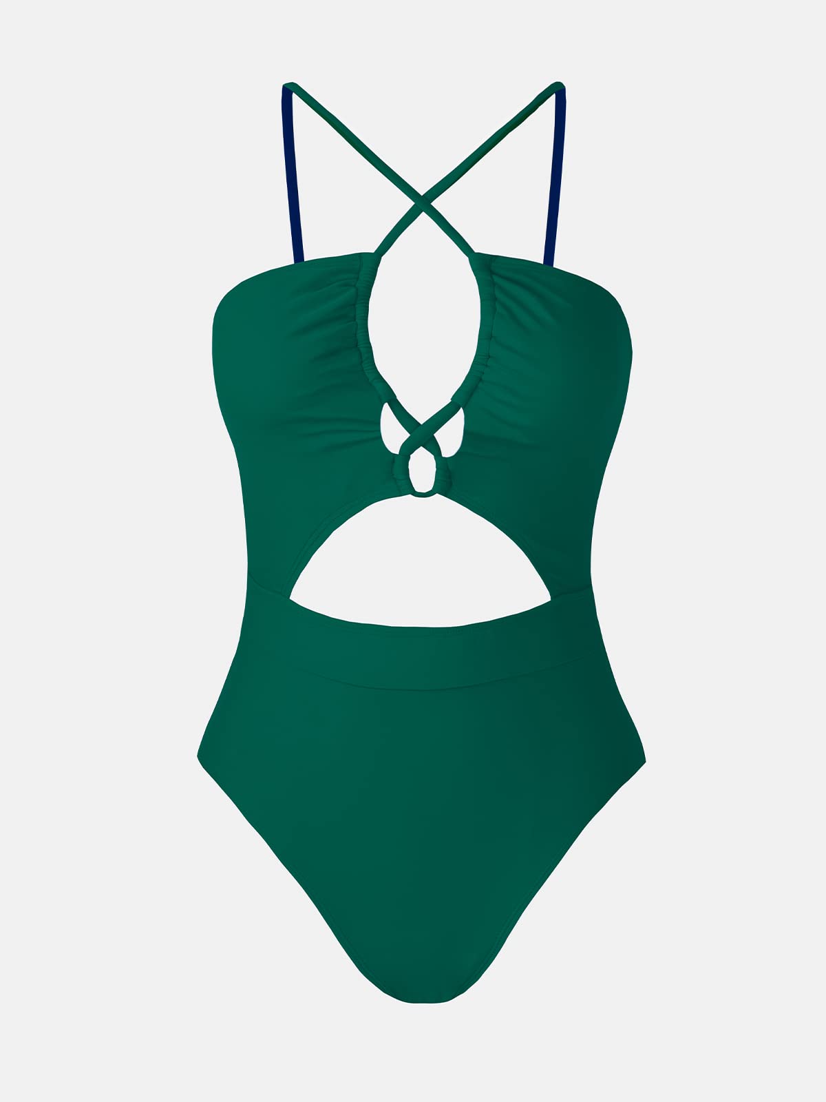 CUPSHE Damen Badeanzug Schnürung Zierausschnitten Crossover Einteilige Bademode Swimsuit Türkisgrün XL