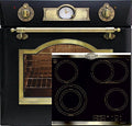 Herdset Autark Kaiser Empire Schwarz/Elektro Einbau Backofen EH 6355 Em + High Light Glaskeramikkochfeld 60cm mit Metallplatten Bronze/Drehspieß,Selbstreinigung/Einbaubackofen/Einbau Kochfeld
