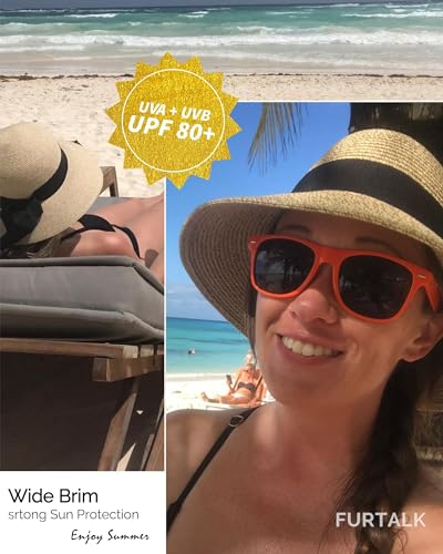 FURTALK Damen Sonnenhut UV-Schutz Strandhut Faltbar Sommerhut UPF 50+ Strohhut mit Breite Krempe