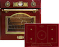 Retro Herd Set Induktion Autark Kaiser Empire Rot/Einbau Backofen Kaiser Eh 6355 RotEm + Induktionskochfeld Kaiser KCT 7795 RotEm 77 cm/Drehspieß,Selbstreinigung/Backofen Kochfeld Kombination/