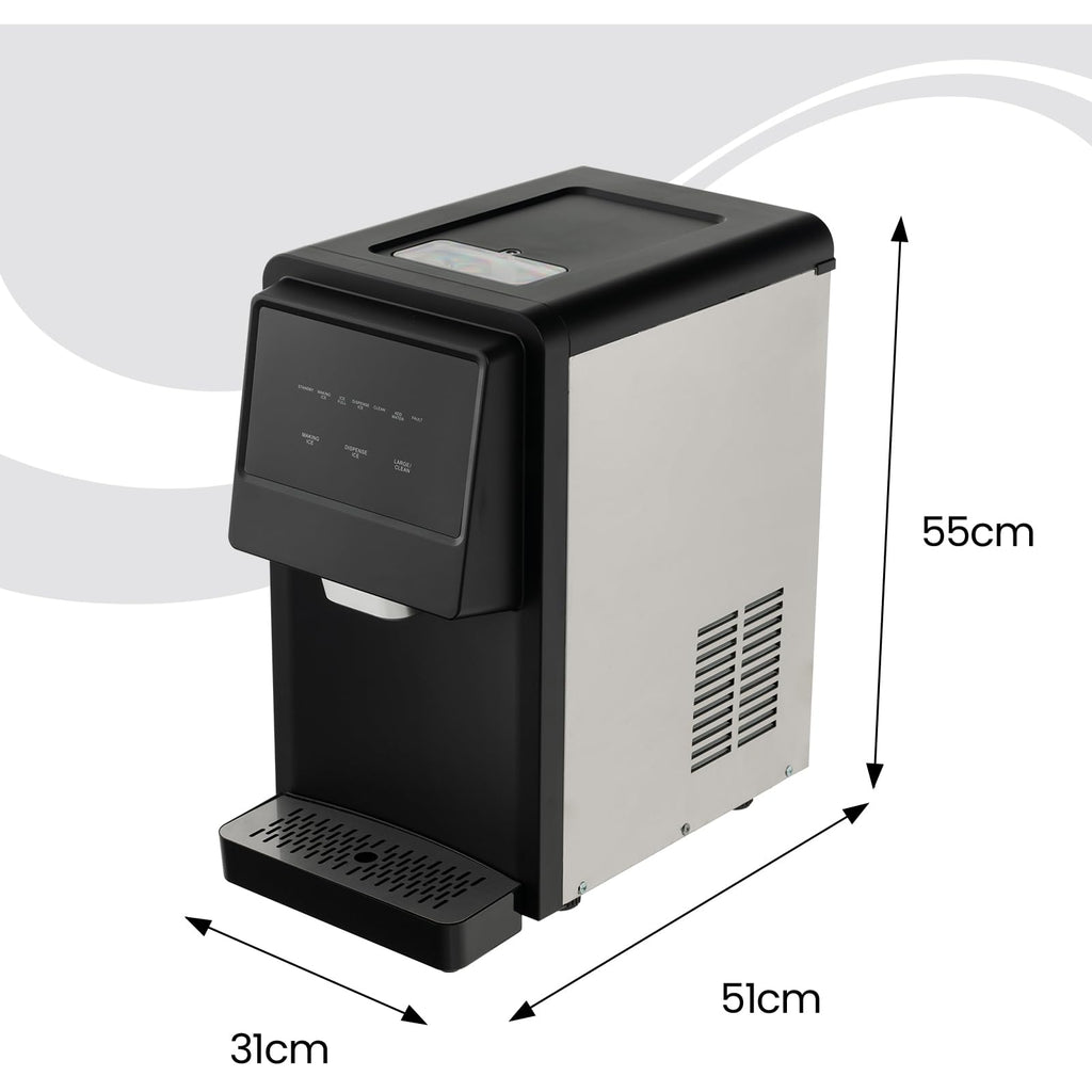 GOPLUS Eiswürfelmaschine mit Wasseranschluss, automatischer Eiswürfelbereiter mit Eisspender & Selbstreinigung, Eisproduktion von 27kg/24h, Desktop-Eiswürfelmaschine für Zuhause & Büro