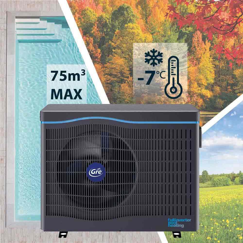 Gre HPGCI75 - Full-Inverter Wärmepumpe, für Pools mit einem Volumen von bis zu 75m3 und WiFi Verbindung mit dem iAqualink+ App