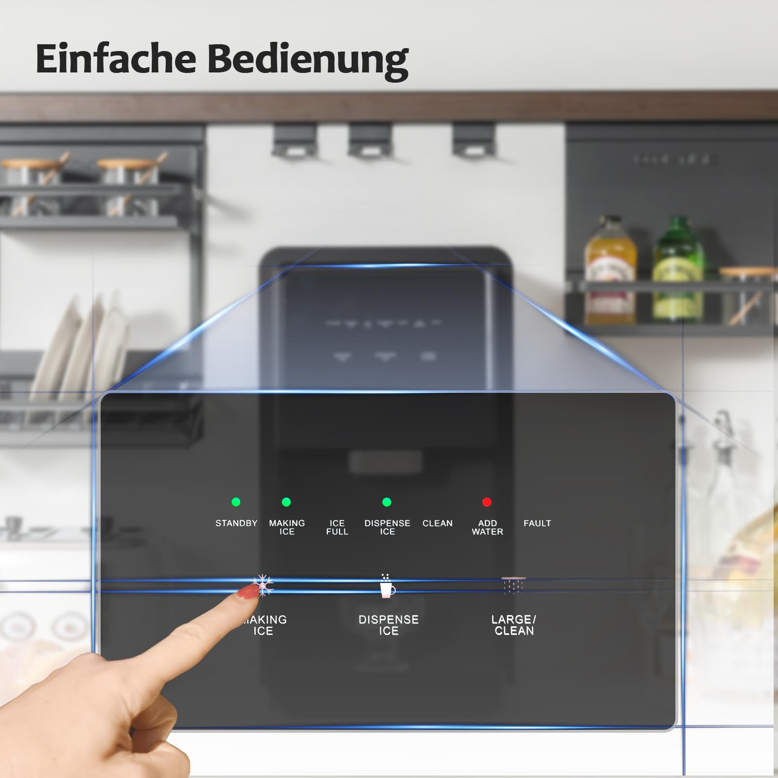 GOPLUS Eiswürfelmaschine mit Wasseranschluss, automatischer Eiswürfelbereiter mit Eisspender & Selbstreinigung, Eisproduktion von 27kg/24h, Desktop-Eiswürfelmaschine für Zuhause & Büro