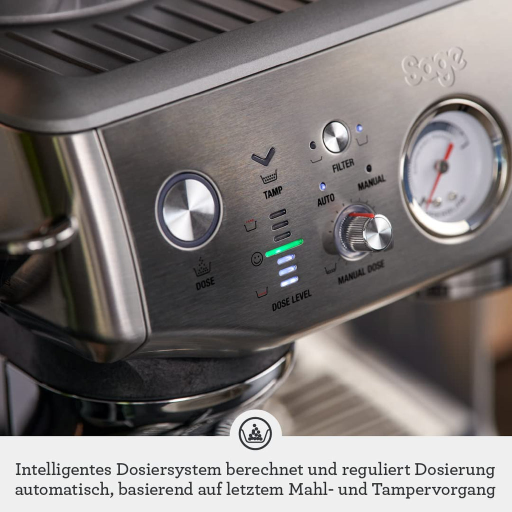 Sage - The Barista Express Impress - Unterstützt Stopfung Bohnenkaffeemaschine mit Milchaufschäumer, Gebürsteter Edelstahl