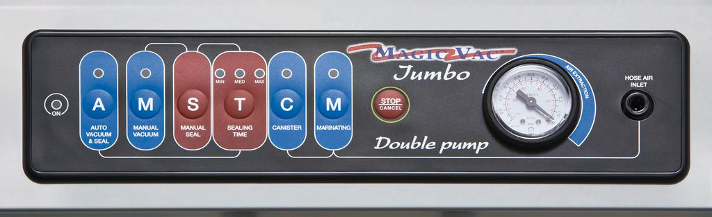 Magic Vac, Jumbo 40, Heavy Duty Lebensmittel-Vakuummaschine aus Edelstahl, Ideal für Vakuumbeutel und Behälter, mit Hochleistungsmotor, Lebensmittel-Vakuum-Set, Patentiert, Hergestellt in Italien