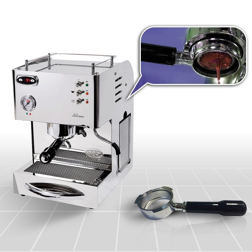 Espressomaschine Quickmilll 04005 Silvano PID Special mit Bodenloser Siebträger und mit standard Siebträger