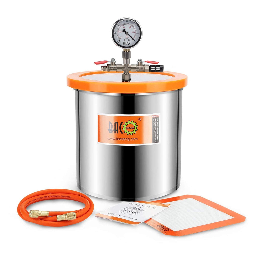 BACOENG 12L Vakuumkammer mit 85L/Min Einstufige Vakuumpumpe Unterdruckpumpe mit Manometer HVAC