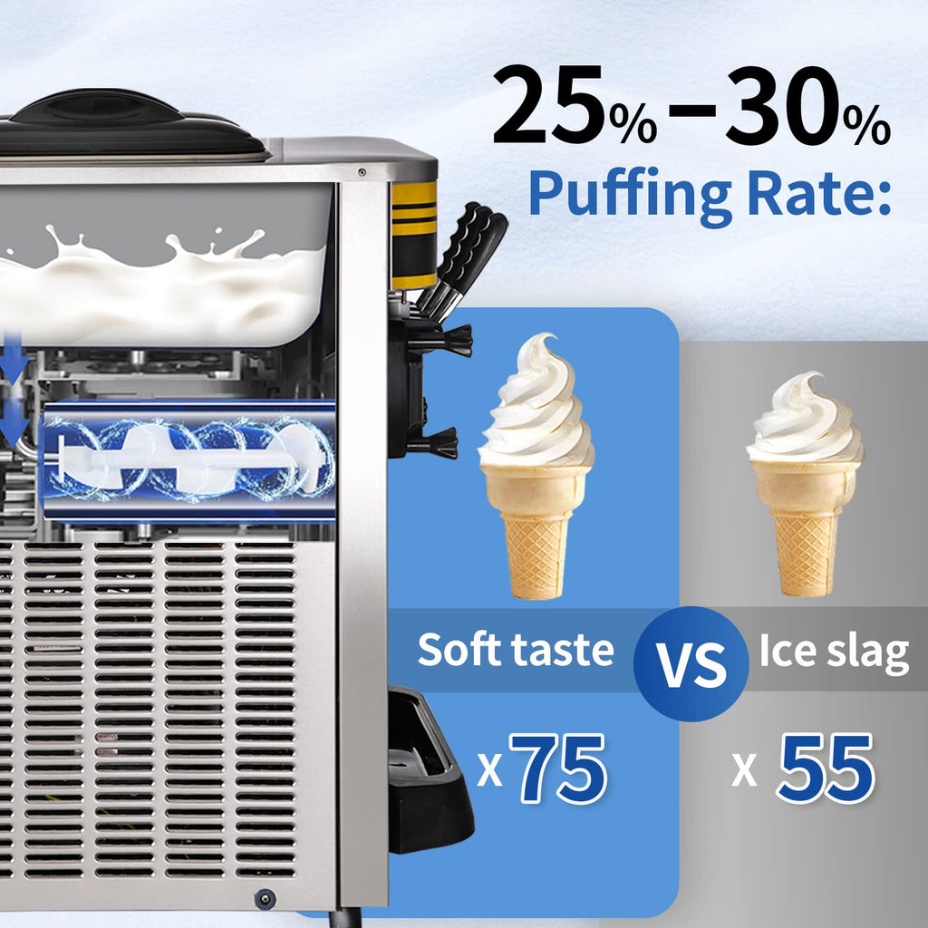 VEVOR Kommerzielle Eismaschine 2350 W Weiche Eismaschine Silber 22-30L pro Stunde Weiche Eismaschine 74,5 x 54 x 86 cm in Cafés, Buffets, Getränke-Shops, Restaurants