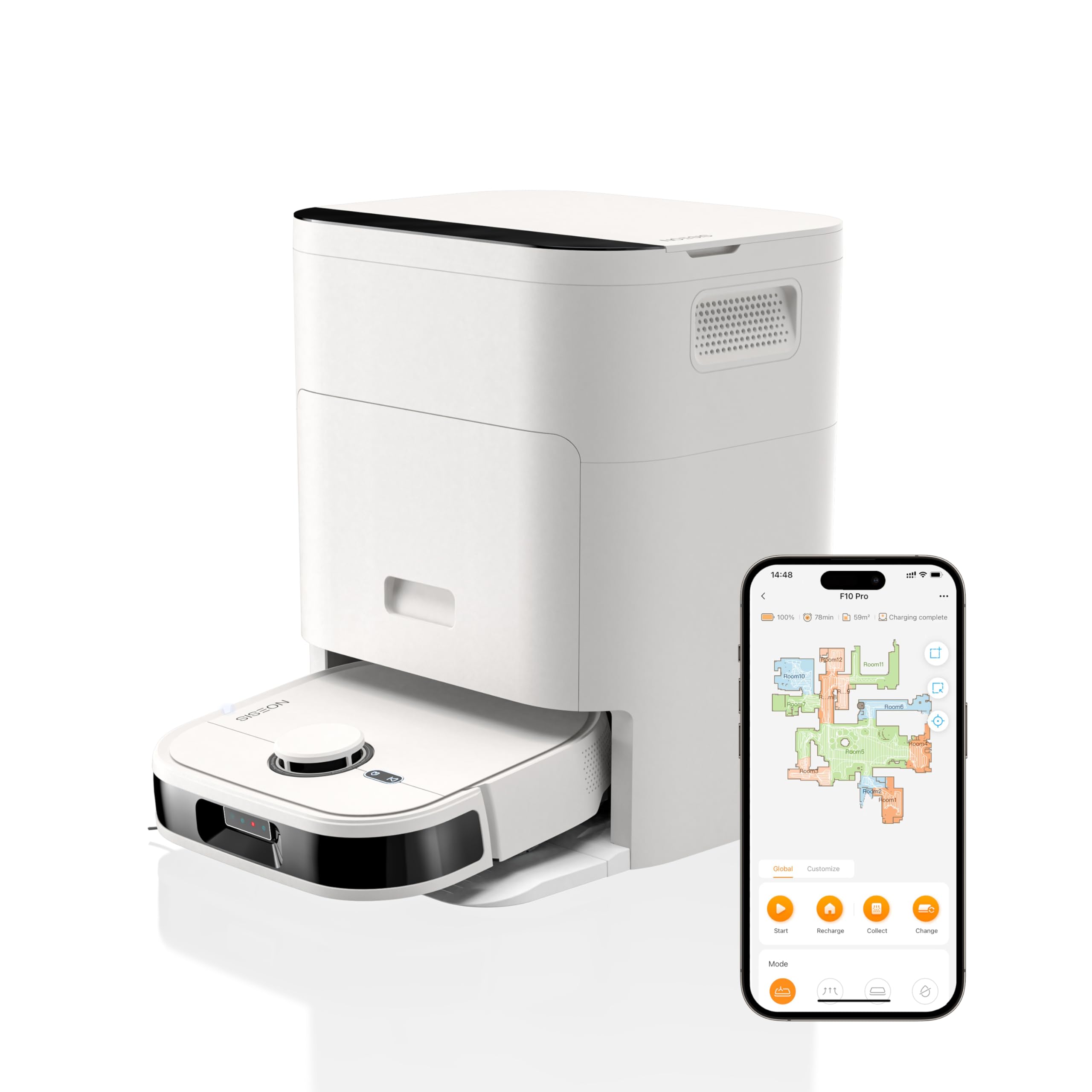 NOESIS Florio 2-in-1 Saugroboter mit Wischfunktion Absaugstation, Selbstwechselnde Wischpads, Saugroboter, Selbstleerend, Selbstfüllend, Hindernisumgehung, App-Steuerung