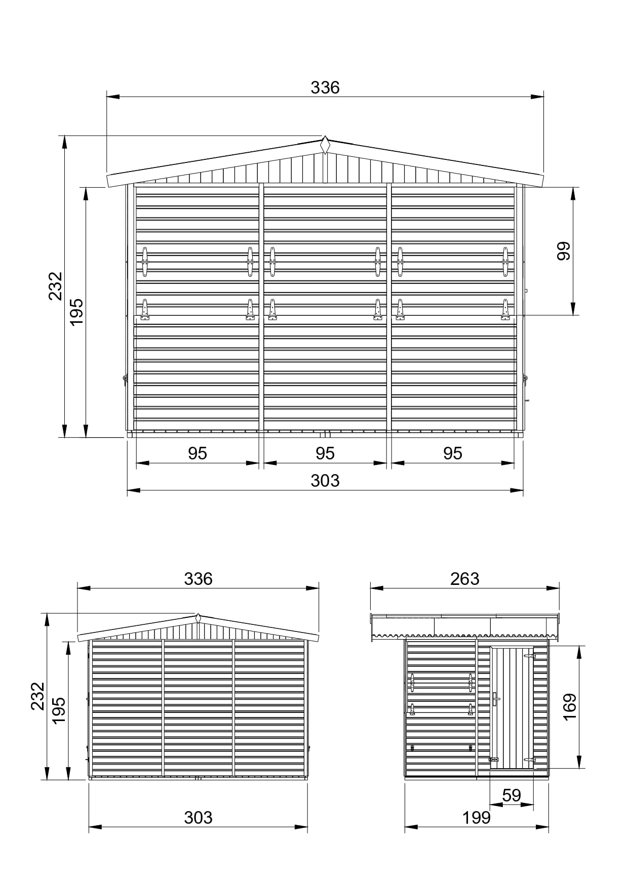 TIMBELA M150B Holz Gartenhaus, Marktbude Holz, Qualitäts Schiffslatten Kiefern Fichte Verkaufsstand Holzhaus mit Theke, FÜNF Fenster, 200x300/6 m2, große multifunktionale Garten-Bar Verkaufshütte