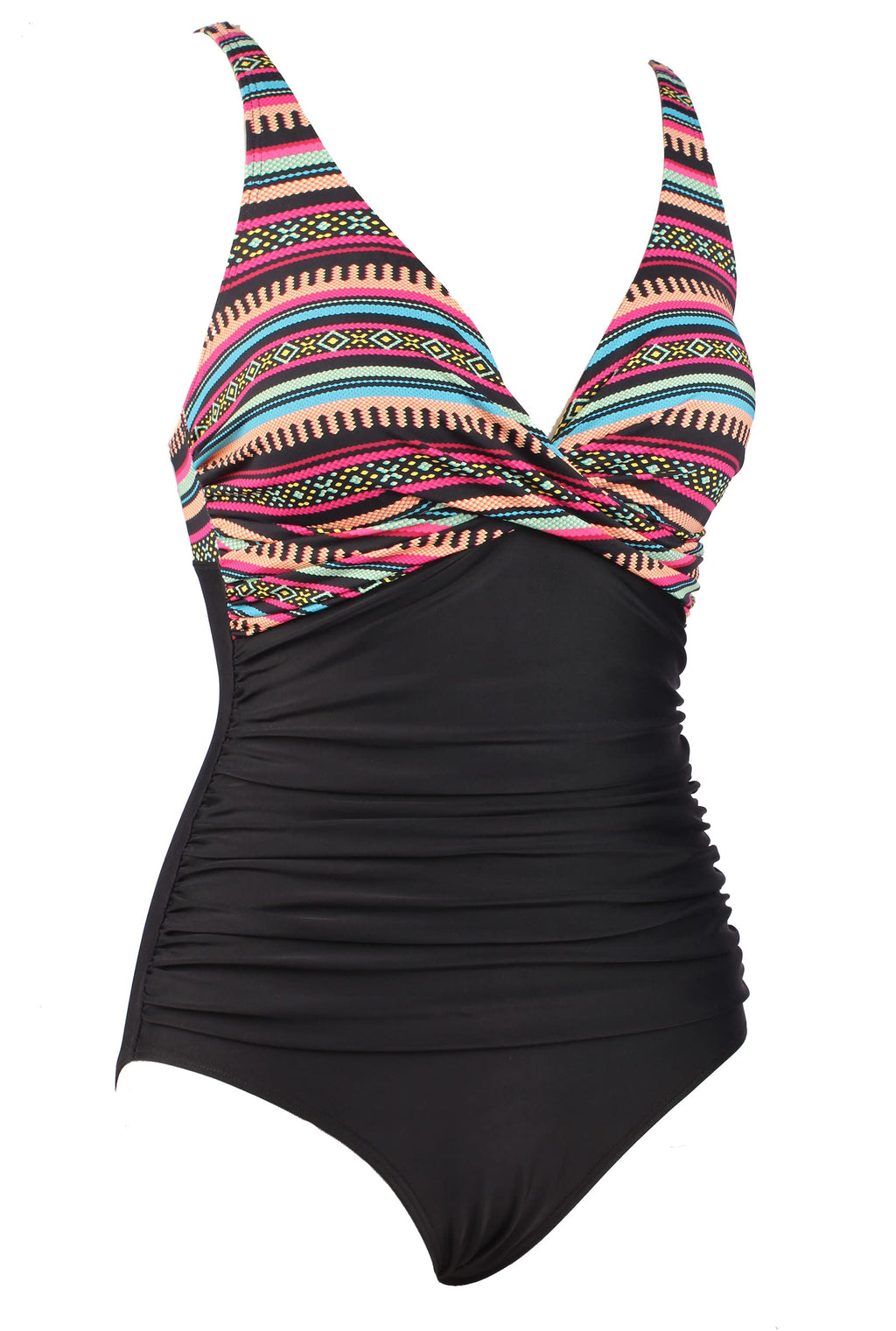 Laorchid einteiliger Badeanzug bademode v Ausschnitt Damen Badeanzug bauchweg push up Bademode Swimsuit high Waist Schwimmanzug Böhmen Streifen 4XL