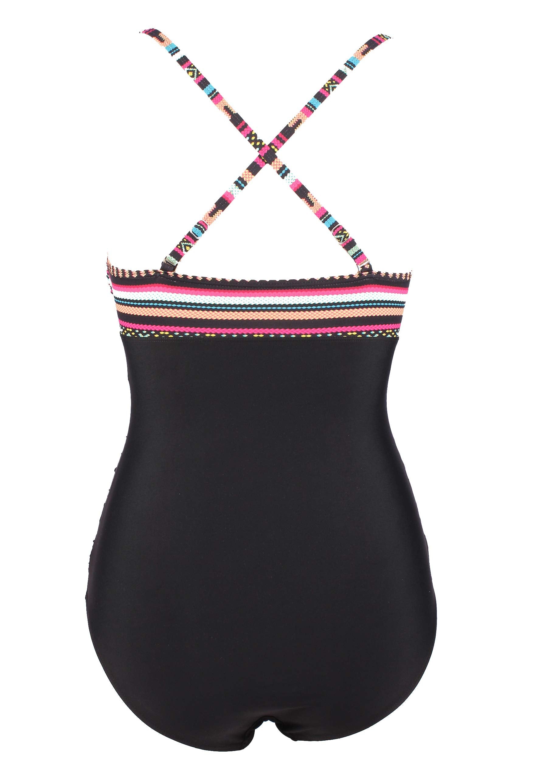 Laorchid einteiliger Badeanzug bademode v Ausschnitt Damen Badeanzug bauchweg push up Bademode Swimsuit high Waist Schwimmanzug Böhmen Streifen 4XL