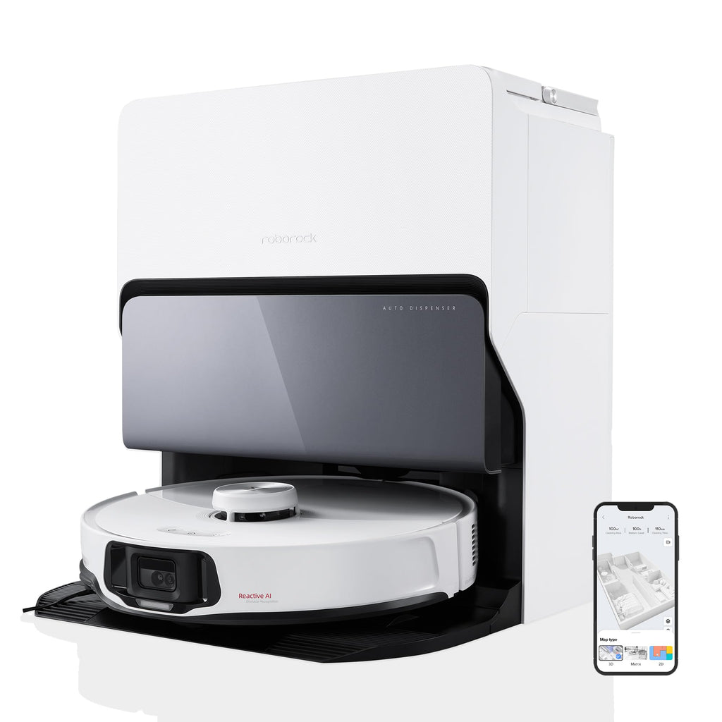 roborock S8 MaxV Ultra Saugroboter mit Wischfunktion&Hebarem Wischmopp, Umfangreiche Reinigung Durch die ausfahrbaren Seitenbürste, 10.000 Pa, 60 °C Heißwasser-Moppwäsche, All-in-One-Dock