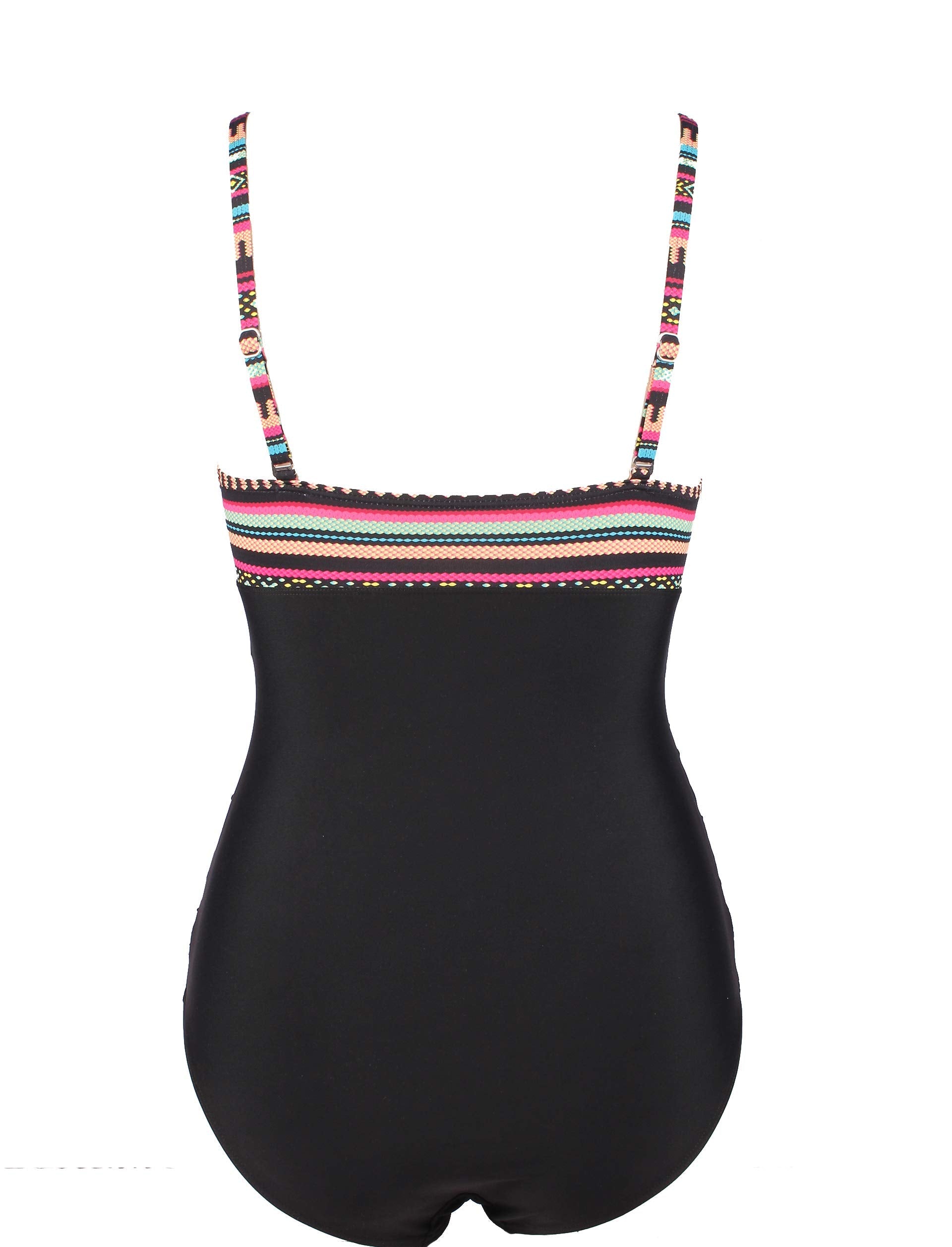 Laorchid einteiliger Badeanzug bademode v Ausschnitt Damen Badeanzug bauchweg push up Bademode Swimsuit high Waist Schwimmanzug Böhmen Streifen 4XL