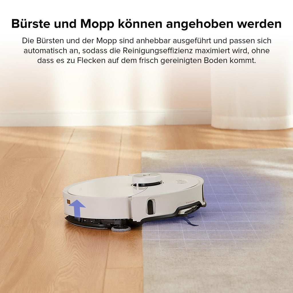 roborock S8 MaxV Ultra Saugroboter mit Wischfunktion&Hebarem Wischmopp, Umfangreiche Reinigung Durch die ausfahrbaren Seitenbürste, 10.000 Pa, 60 °C Heißwasser-Moppwäsche, All-in-One-Dock