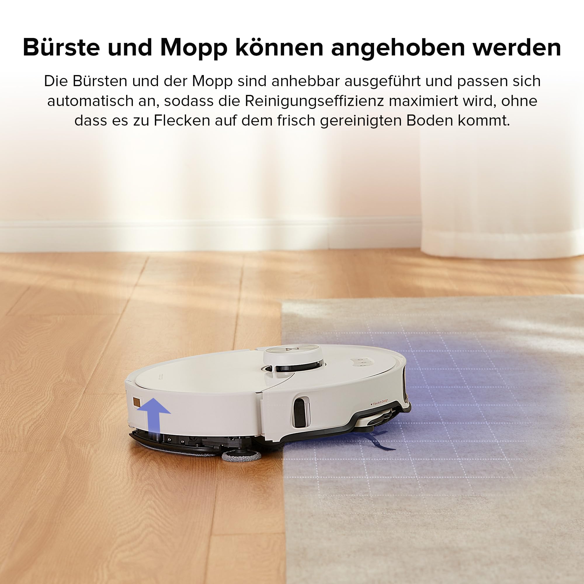 roborock S8 MaxV Ultra Saugroboter mit Wischfunktion&Hebarem Wischmopp, Umfangreiche Reinigung Durch die ausfahrbaren Seitenbürste, 10.000 Pa, 60 °C Heißwasser-Moppwäsche, All-in-One-Dock