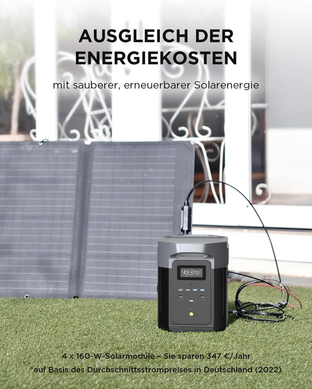 EF ECOFLOW DELTA Max tragbarer Powerstation 2016Wh, Solargenerator AC 2400W (4600W Überspannung) für Outdoor, Reisen und Camping, Kleine Verpackungsmängel, Produkt unbenutzt(Generalüberholt)