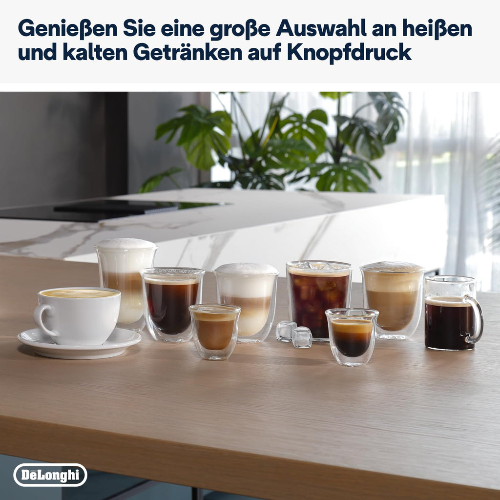 De'Longhi Magnifica Plus ECAM322.70.SB Kaffeevollautomat mit LatteCrema-Milchsystem für Automatischen Cappuccino, Full-Touch-Farbdisplay, Extra Shot-Funktion, x2-Funktion, 1450W, Silber/Schwarz