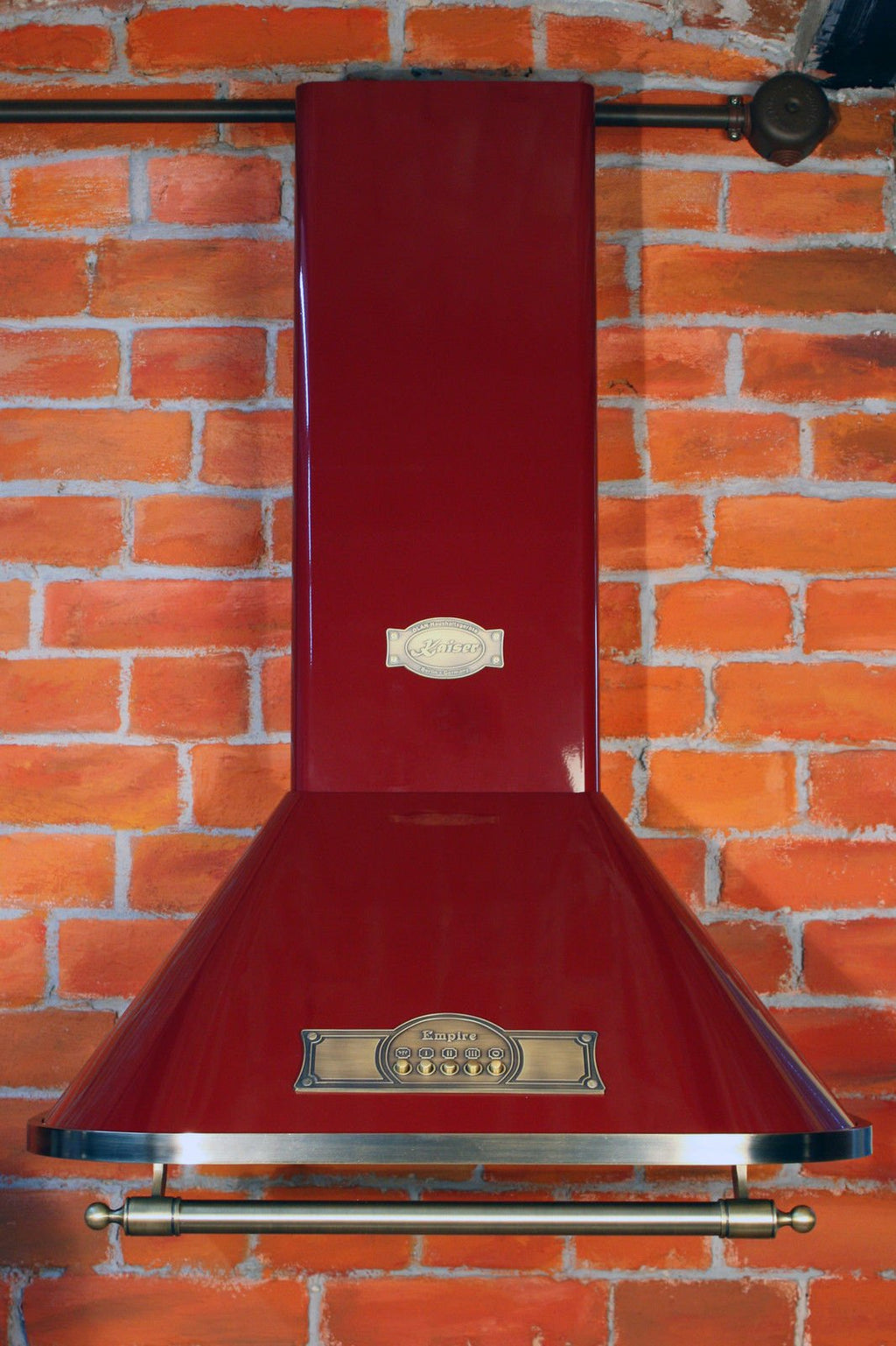 Kaiser Empire Exklusive Designer Dunstabzugshaube 90cm /Wandhaube Kaminhaube Bordeaux – Empire/Griff – Bronze/Abzugshaube / 910m³/h/Esse mit antikem Flair/Inkl.Aktivkohlefilter/Abluft Umluft/