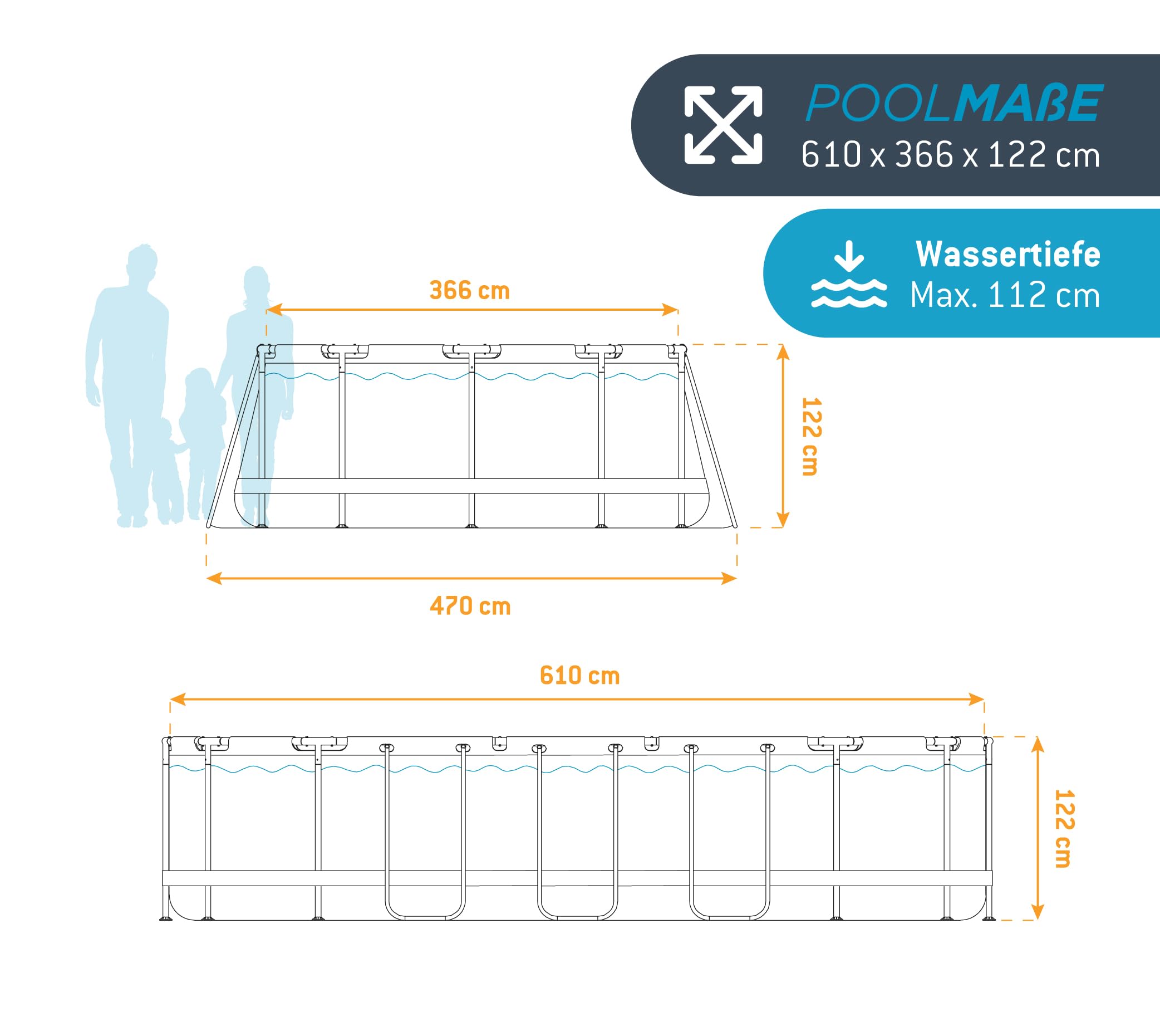 Summer Waves Frame Pool Komplettset | Oval 610x366x122 cm Grau | Aufstellpool Set | Gartenpool & Schwimmbecken inkl. Filterpumpe, Filterkartusche, Bodenvlies, Abdeckplane & Einstiegsleiter