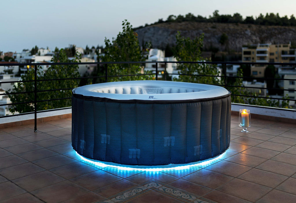 GARDWELL Whirlpool aufblasbar Outdoor GARDWELL Farry 204 x 70 cm für 6 Personen mit Massagedüsen und Filter - Aufblasfunktion per Knopfdruck Pool rund in grau