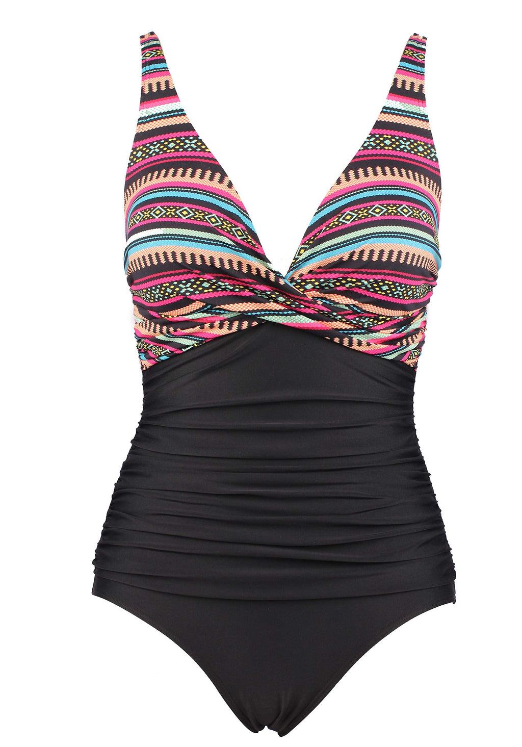 Laorchid einteiliger Badeanzug bademode v Ausschnitt Damen Badeanzug bauchweg push up Bademode Swimsuit high Waist Schwimmanzug Böhmen Streifen 4XL