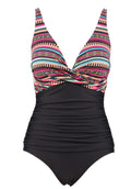 Laorchid einteiliger Badeanzug bademode v Ausschnitt Damen Badeanzug bauchweg push up Bademode Swimsuit high Waist Schwimmanzug Böhmen Streifen 4XL