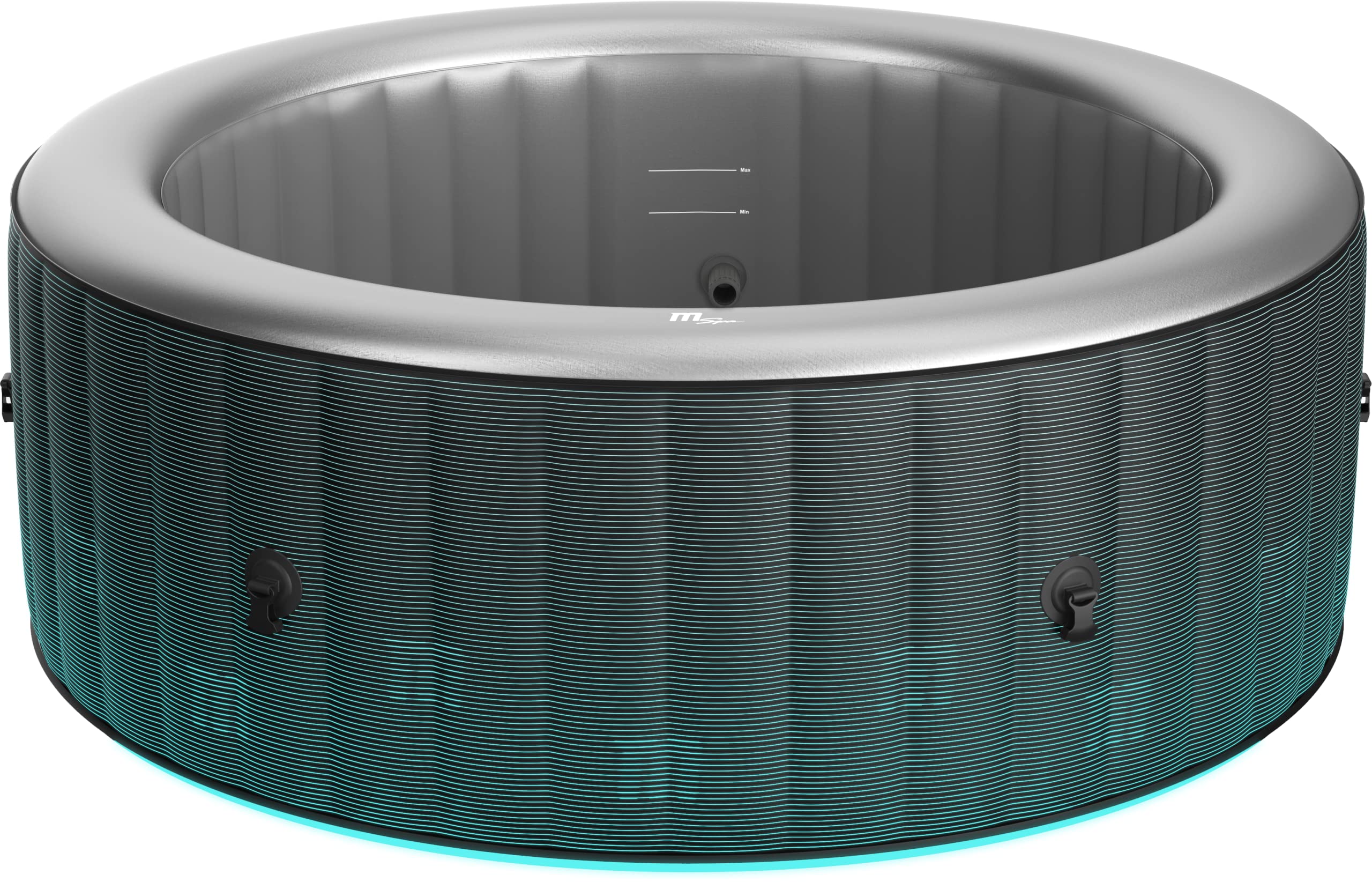 GARDWELL Whirlpool aufblasbar Outdoor GARDWELL Farry 204 x 70 cm für 6 Personen mit Massagedüsen und Filter - Aufblasfunktion per Knopfdruck Pool rund in grau