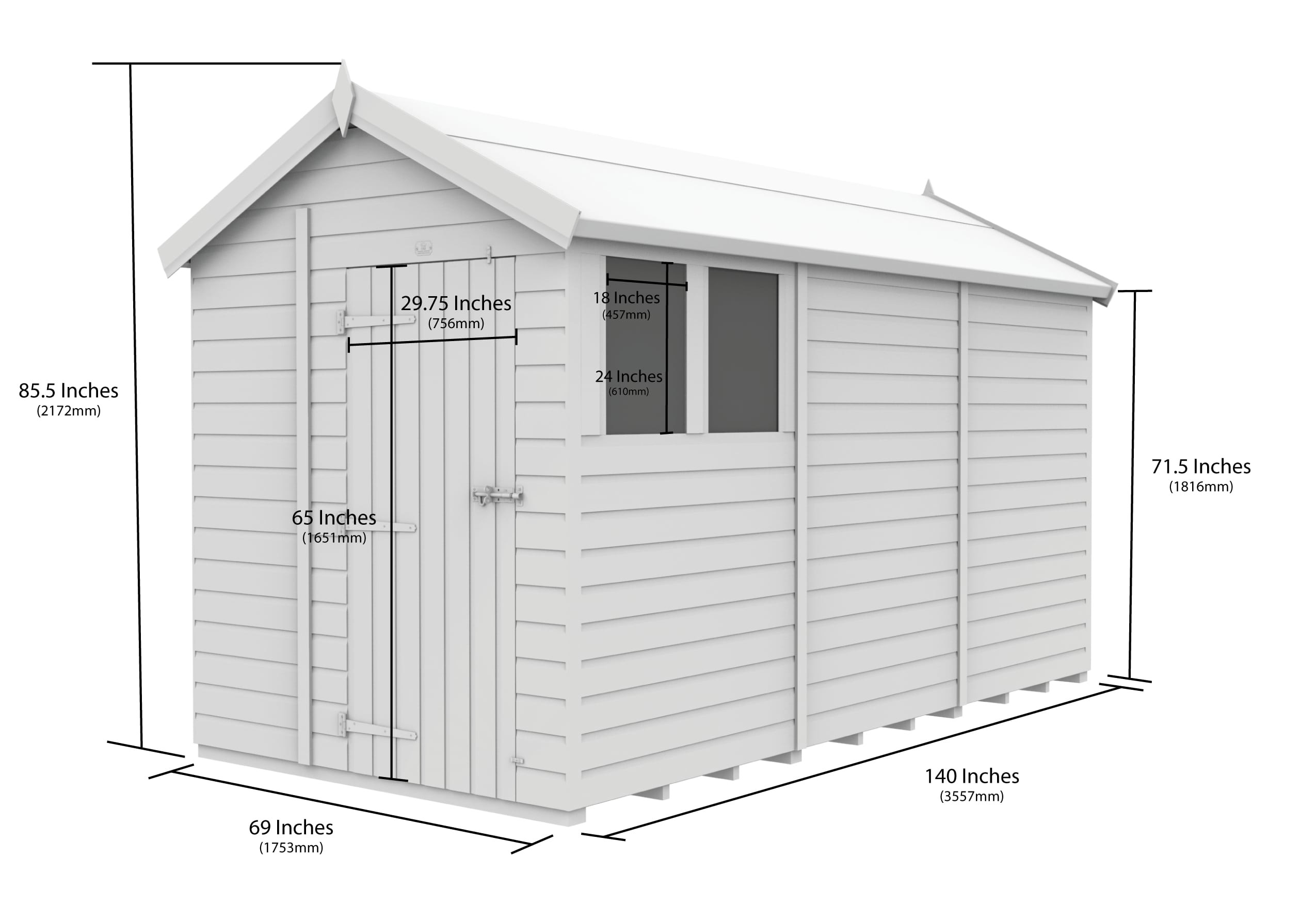 Apex Shed Single Door Window 6ft x 12ft