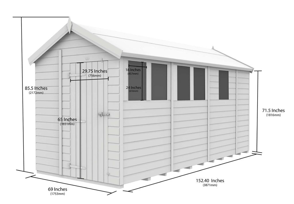 Apex Shed Single Door Window 6ft x 13ft
