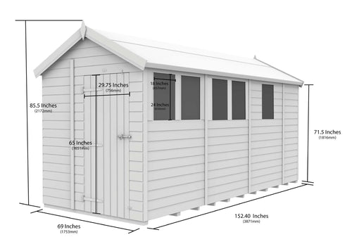 Apex Shed Single Door Window 6ft x 13ft