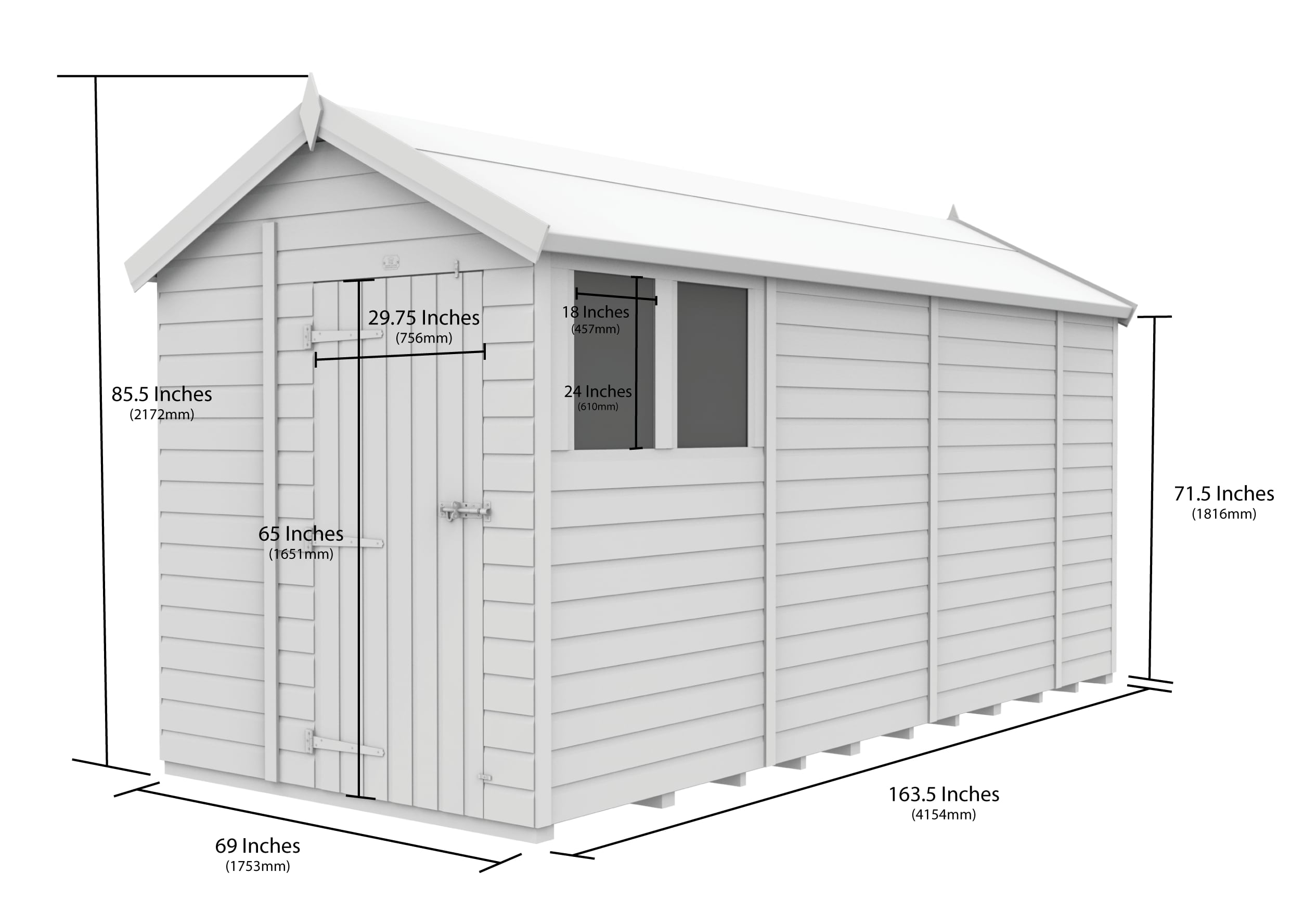 Apex Shed Single Door Window 6ft x 14ft