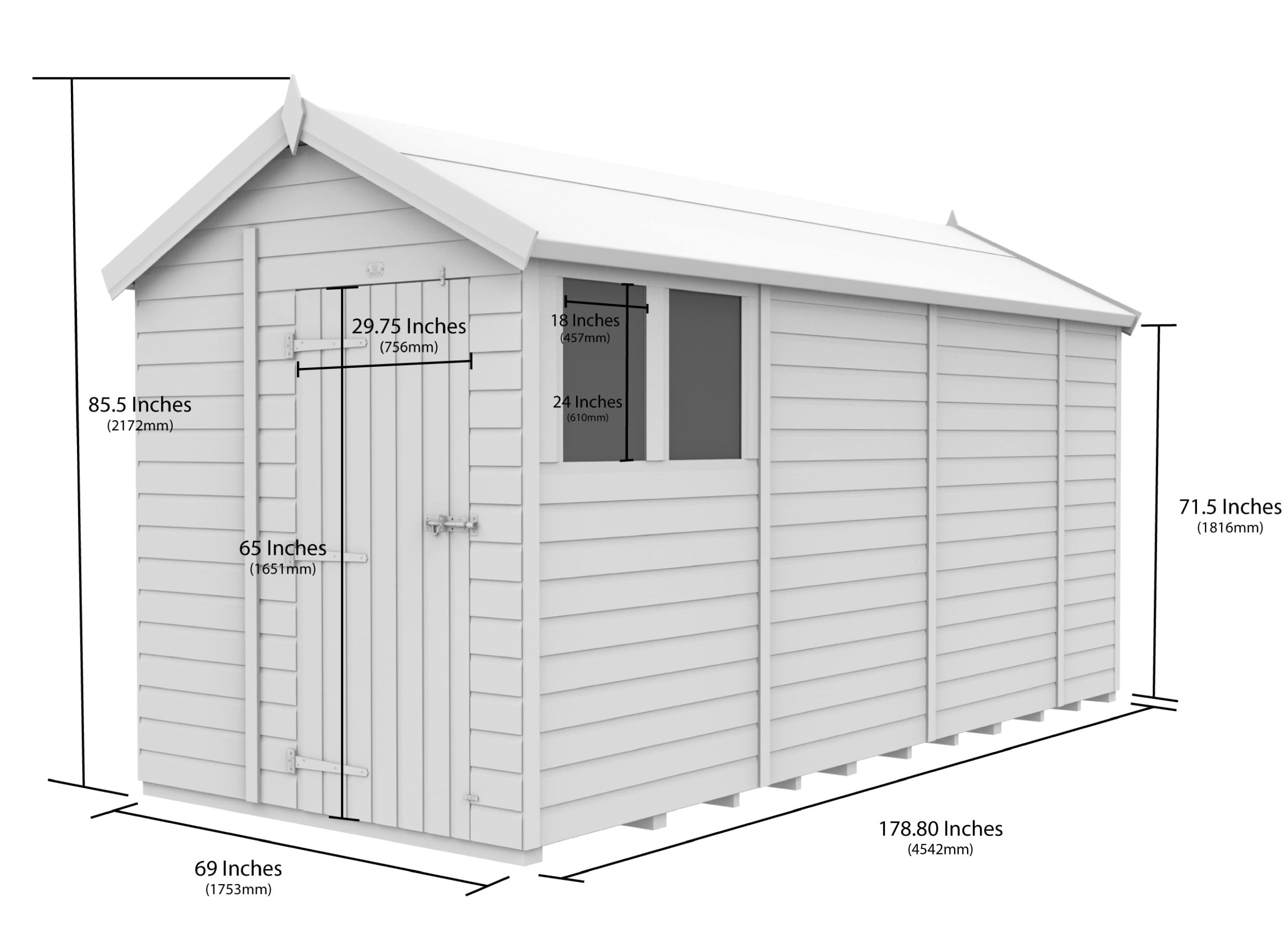 Apex Shed Single Door Window 6ft x 15ft
