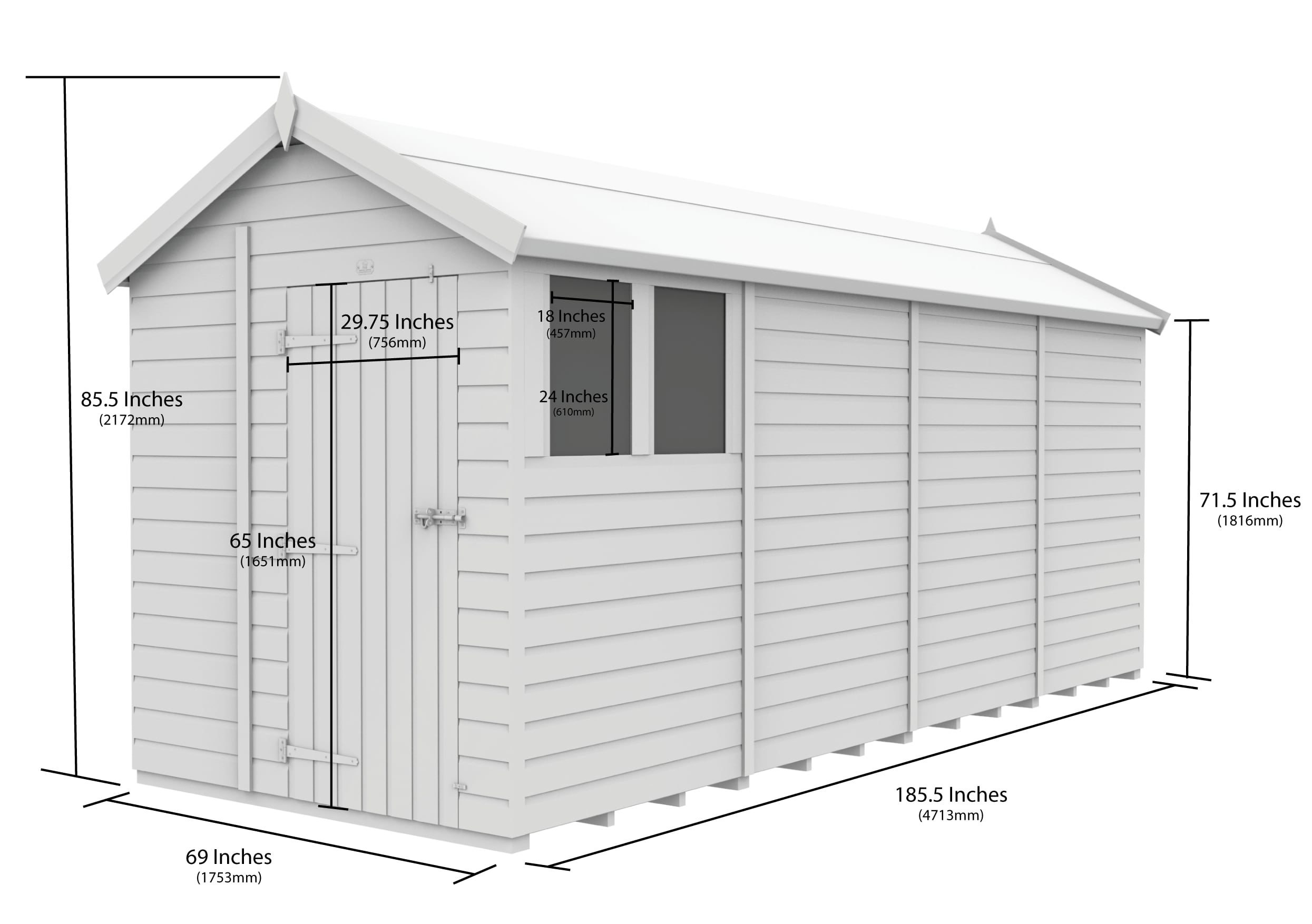 Apex Shed Single Door Window 6ft x 16ft
