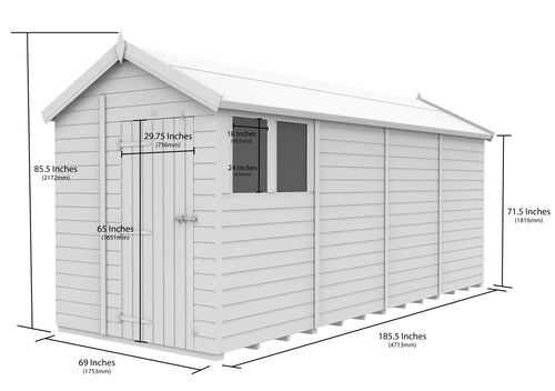 Apex Shed Single Door Window 6ft x 16ft