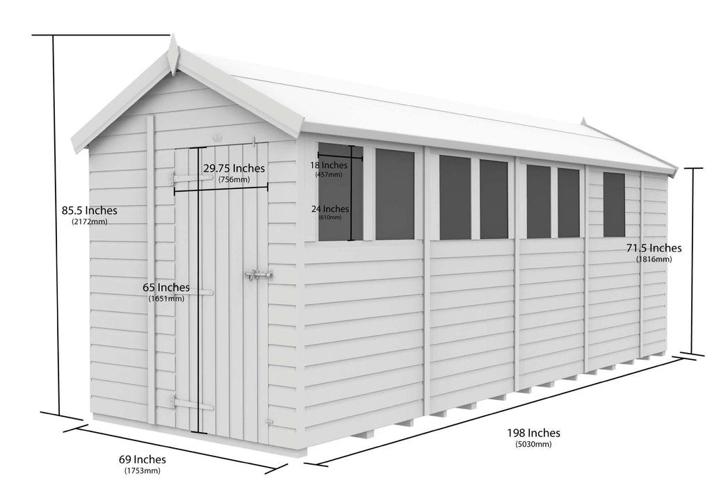 Apex Shed Single Door Window 6ft x 17ft