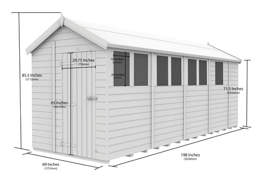 Apex Shed Single Door Window 6ft x 17ft