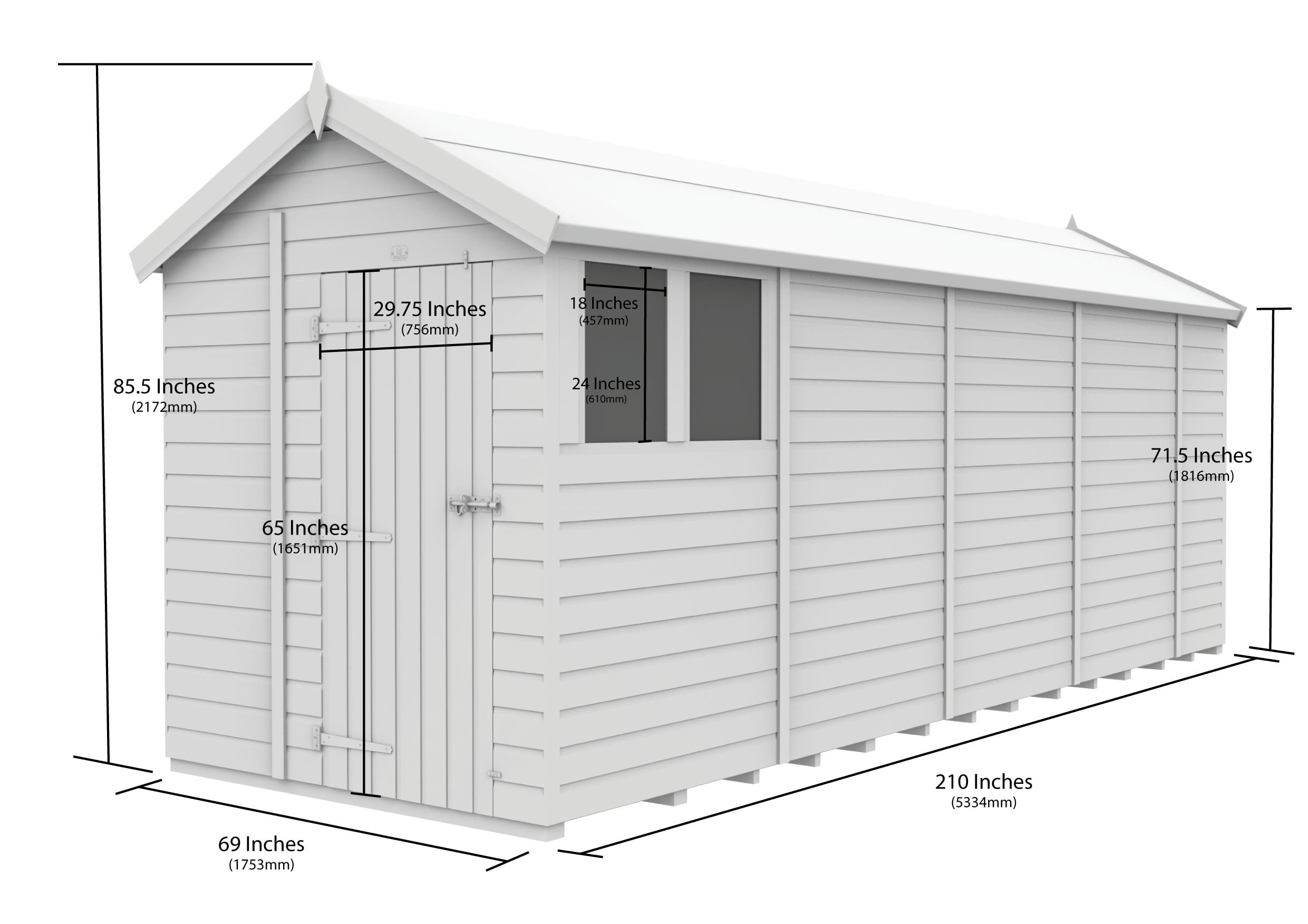 Apex Shed Single Door Window 6ft x 18ft
