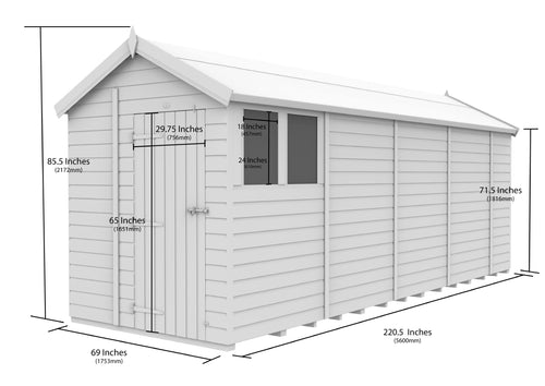 Apex Shed Single Door Window 6ft x 19ft