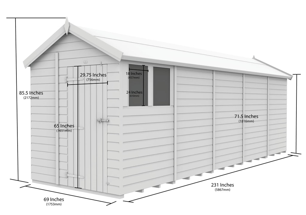 Apex Shed Single Door Window 6ft x 20ft