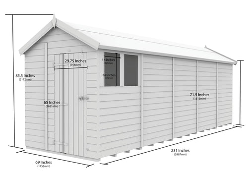 Apex Shed Single Door Window 6ft x 20ft