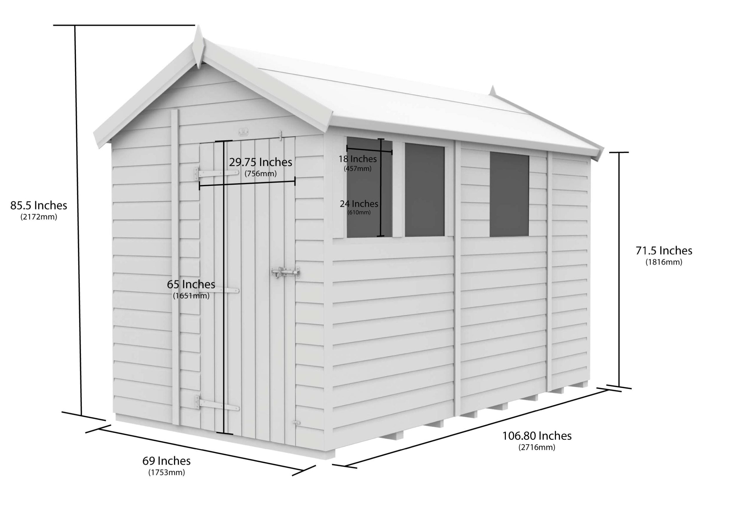 Apex Shed Single Door Window 6ft x 9ft