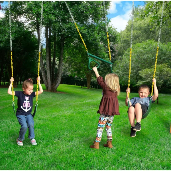 Gorilla Playsets Mountaineer Wooden Swing Set with Green Vinyl Canopy, Extreme Tube Slide, and Rock Climbing Wall