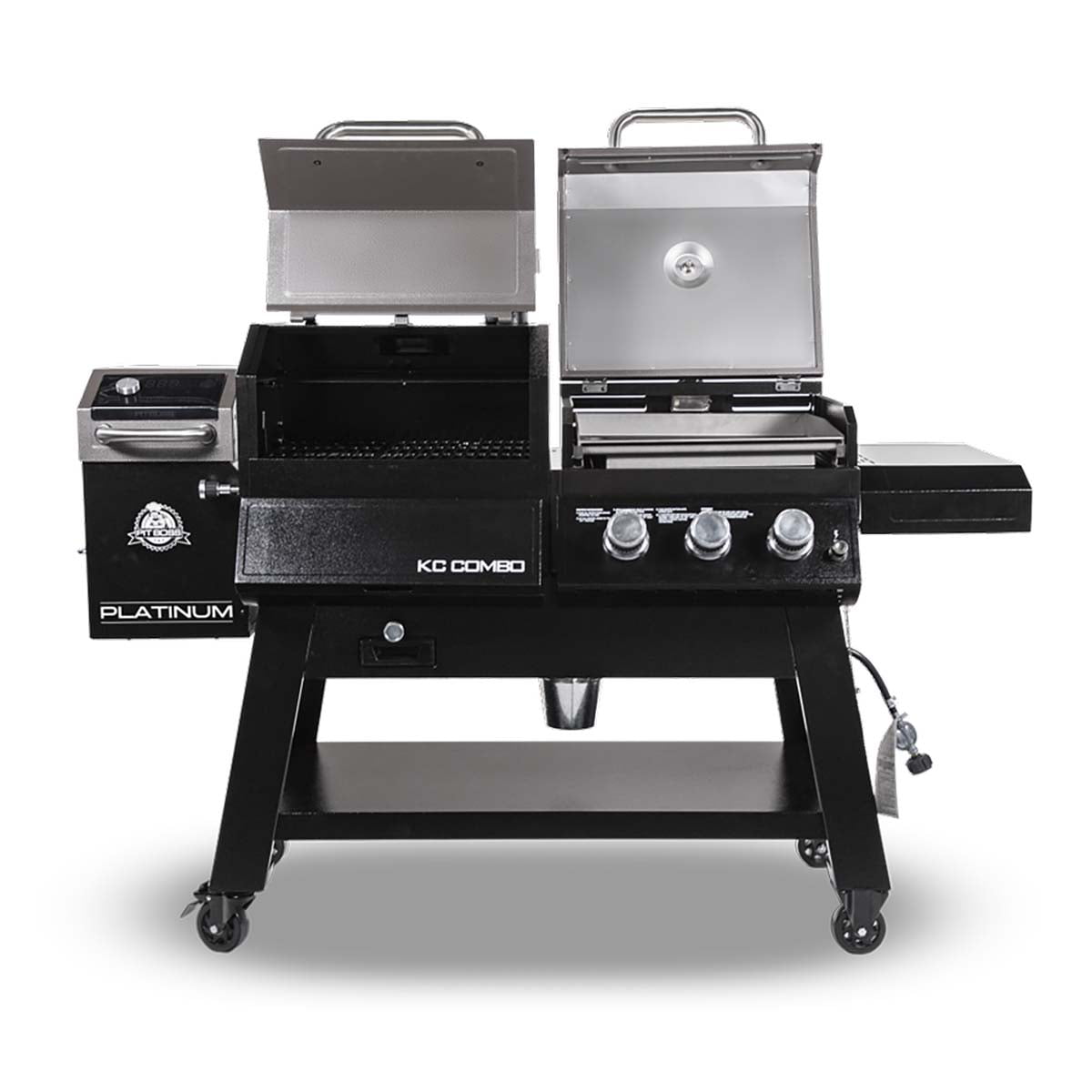 Pit Boss Platinum KC Combo, Wifi And Bluetooth Wood Pellet And Gas Grill