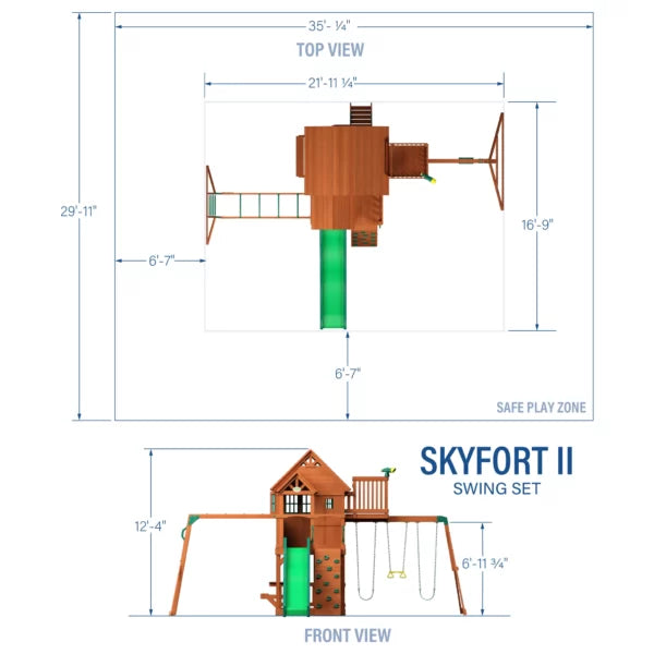 Skyfort II Swing Set | Wooden Swing Set And Outdoor Playset