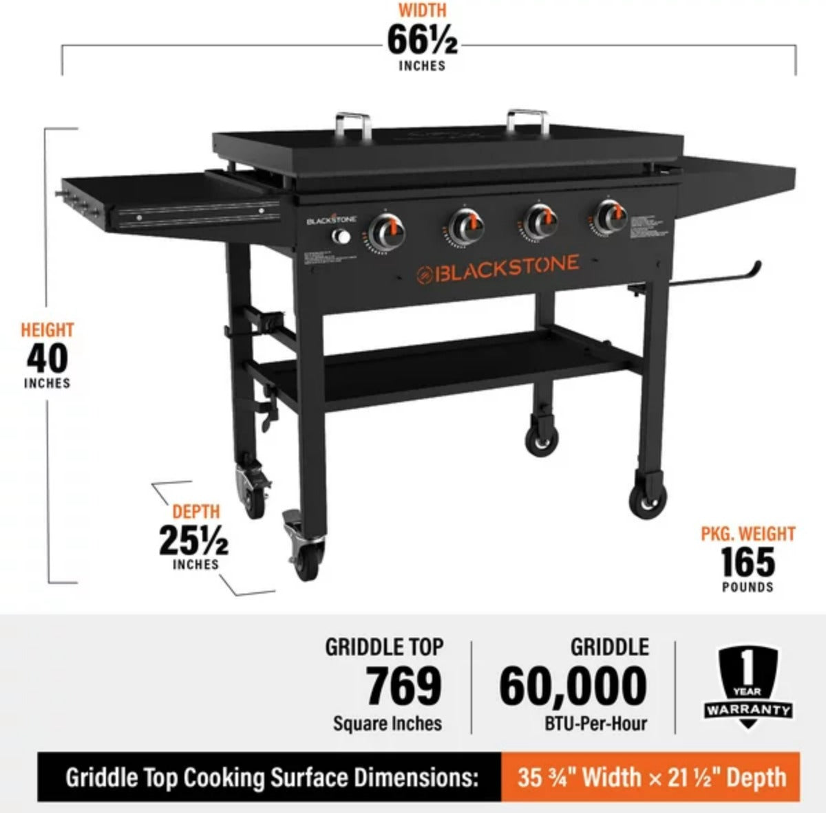 Blackstone 4-Burner 36″ Griddle Cooking Station with Hard Cover